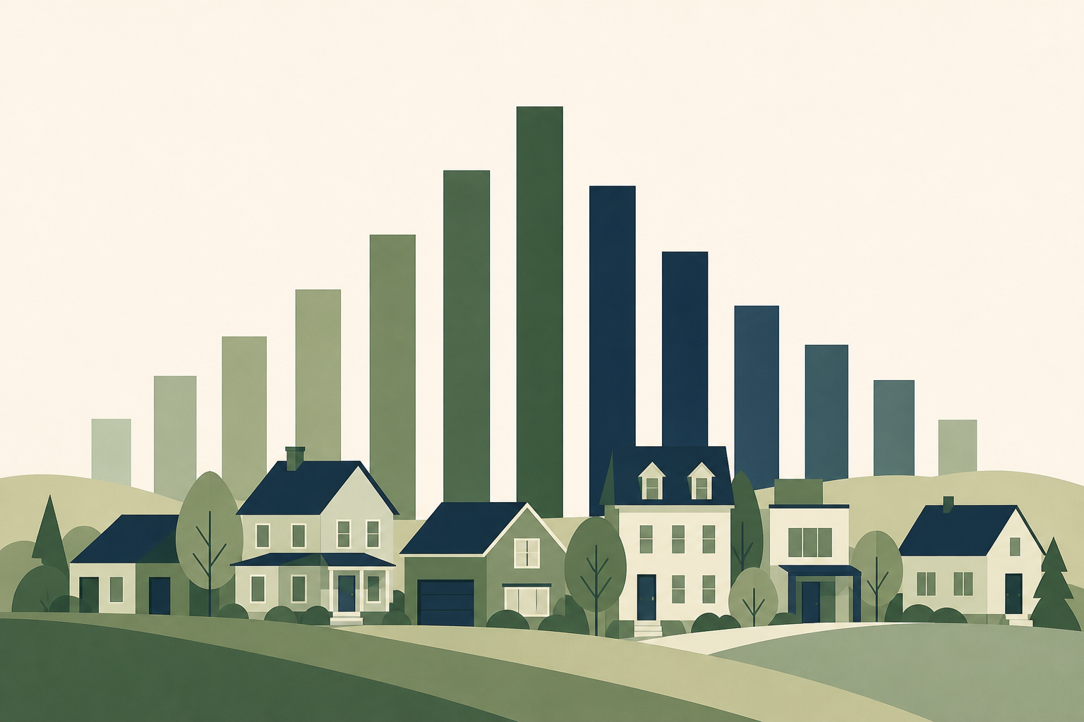 Illustration of houses and rate bars